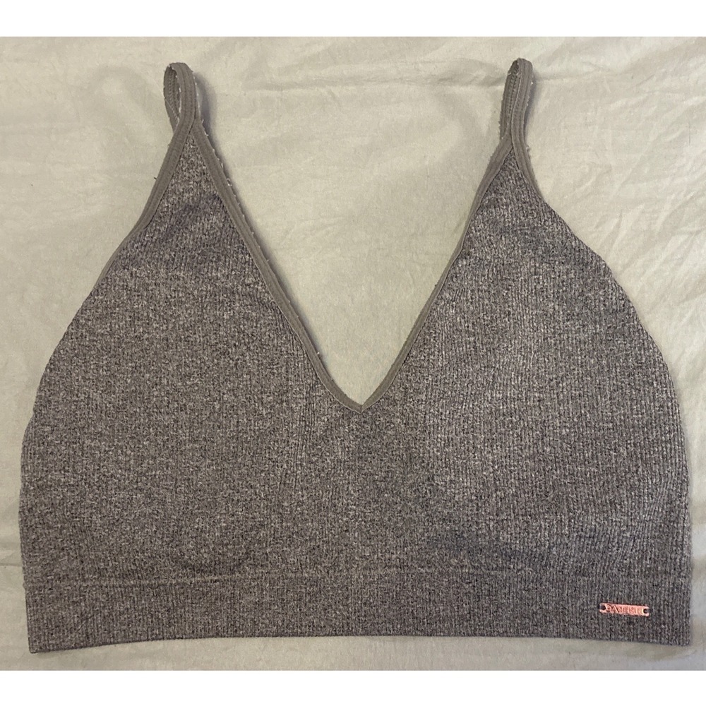 Danskin Women Gray‎ Ribbed Seamless Wirefree Bralette XL